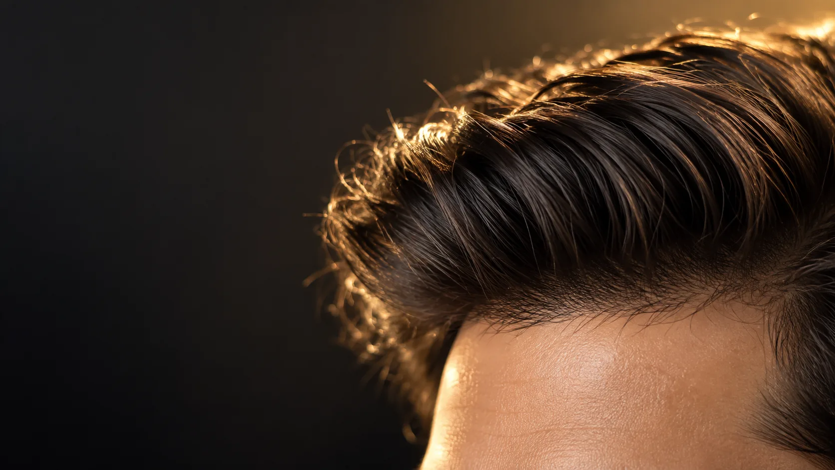 Close-up of premium imported hair patch material with natural, glossy finish